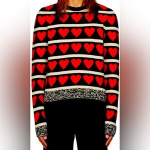 NWT Meryl Rogge Heart Motif Wool Sweater M
